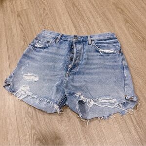 Agolde Blue Distressed Jean Shorts